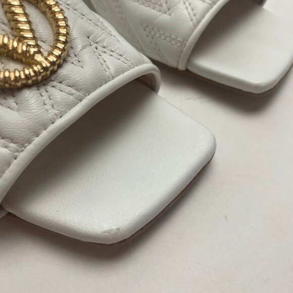 VALENTINO Afrodite Logo Quilted Leather Slip-on Sandals Size 7
